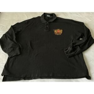 Polo By Ralph Lauren Black long Sleeve Polo Men Shirt With Embroidered Crest 2X